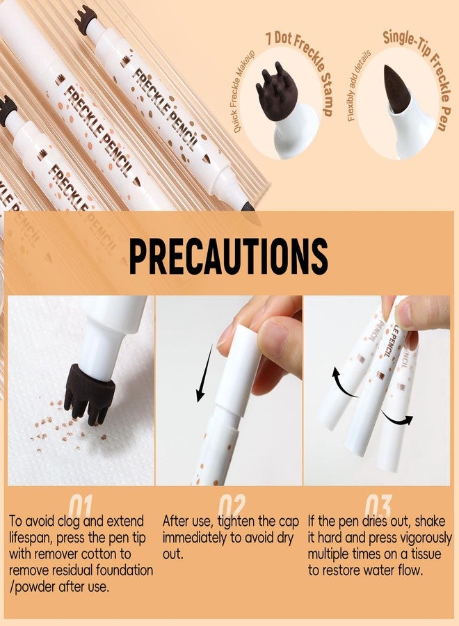 Noerrors Freckle Pen Stamp 2 in 1 for Natural Lifelike Faux Freckle, Dual Ended Freckles Stamp & Precise Pen, Waterproof Fake Freckles Stain Marker for Sunkiss Makeup #01 Light - Image 3